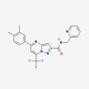 molecular formula C22H18F3N5O B5987999 5-(3,4-dimethylphenyl)-N-(2-pyridinylmethyl)-7-(trifluoromethyl)pyrazolo[1,5-a]pyrimidine-2-carboxamide 