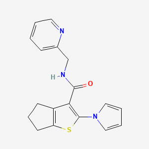 molecular formula C18H17N3OS B5988066 N-(pyridin-2-ylmethyl)-2-(1H-pyrrol-1-yl)-5,6-dihydro-4H-cyclopenta[b]thiophene-3-carboxamide 