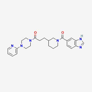 molecular formula C25H30N6O2 B5988078 5-[(3-{3-oxo-3-[4-(2-pyridinyl)-1-piperazinyl]propyl}-1-piperidinyl)carbonyl]-1H-benzimidazole 