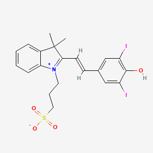 molecular formula C21H21I2NO4S B598811 3-(2-(4-Hydroxy-3,5-diiodostyryl)-3,3-dimethyl-3H-indol-1-ium-1-yl)propane-1-sulfonate CAS No. 145876-11-5