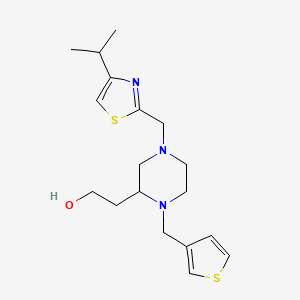 molecular formula C18H27N3OS2 B5988155 2-[4-[(4-isopropyl-1,3-thiazol-2-yl)methyl]-1-(3-thienylmethyl)-2-piperazinyl]ethanol 