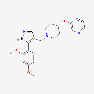 molecular formula C22H26N4O3 B5988159 3-[1-[[5-(2,4-dimethoxyphenyl)-1H-pyrazol-4-yl]methyl]piperidin-4-yl]oxypyridine 