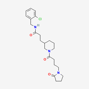 molecular formula C23H32ClN3O3 B5988170 N-(2-chlorobenzyl)-3-{1-[4-(2-oxo-1-pyrrolidinyl)butanoyl]-3-piperidinyl}propanamide 