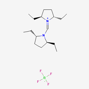 molecular formula C17H33BF4N2 B598821 (2S,5S)-1-{[(2S,5S)-2,5-Diethylpyrrolidin-1-YL]methylene}-2,5-diethylpyrrolidinium tetrafluoroborate CAS No. 1204324-18-4