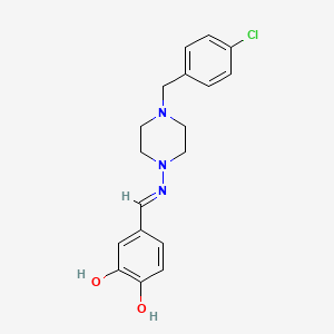 molecular formula C18H20ClN3O2 B5988211 4-[(E)-[4-[(4-chlorophenyl)methyl]piperazin-1-yl]iminomethyl]benzene-1,2-diol 