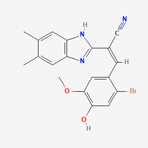 molecular formula C19H16BrN3O2 B5988217 3-(2-bromo-4-hydroxy-5-methoxyphenyl)-2-(5,6-dimethyl-1H-benzimidazol-2-yl)acrylonitrile 