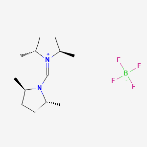 molecular formula C13H25BF4N2 B598822 (2R,5R)-1-{[(2R,5R)-2,5-Dimethylpyrrolidin-1-YL]methylene}-2,5-dimethylpyrrolidinium tetrafluoroborate CAS No. 1204324-14-0