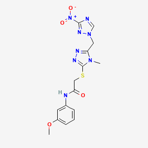 molecular formula C15H16N8O4S B5988266 N-(3-methoxyphenyl)-2-({4-methyl-5-[(3-nitro-1H-1,2,4-triazol-1-yl)methyl]-4H-1,2,4-triazol-3-yl}sulfanyl)acetamide 