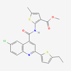 molecular formula C23H19ClN2O3S2 B5988273 methyl 2-({[6-chloro-2-(5-ethyl-2-thienyl)-4-quinolinyl]carbonyl}amino)-5-methyl-3-thiophenecarboxylate 