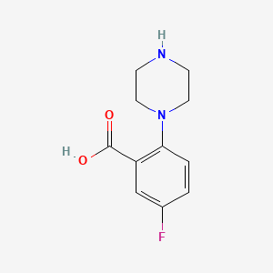 molecular formula C11H13FN2O2 B598829 5-氟-2-哌嗪苯甲酸 CAS No. 1197193-39-7
