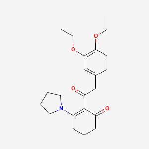 2-[2-(3,4-DIETHOXYPHENYL)ACETYL]-3-(1-PYRROLIDINYL)-2-CYCLOHEXEN-1-ONE