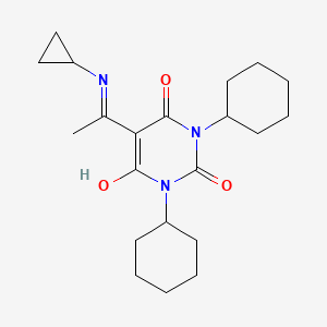 molecular formula C21H31N3O3 B5988399 1,3-dicyclohexyl-5-[1-(cyclopropylamino)ethylidene]-2,4,6(1H,3H,5H)-pyrimidinetrione 