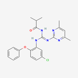 molecular formula C23H24ClN5O2 B5988416 N-{[(5-chloro-2-phenoxyphenyl)amino][(4,6-dimethylpyrimidin-2-yl)amino]methylidene}-2-methylpropanamide 