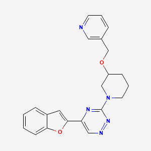 molecular formula C22H21N5O2 B5988421 5-(1-benzofuran-2-yl)-3-[3-(3-pyridinylmethoxy)-1-piperidinyl]-1,2,4-triazine 