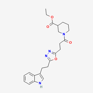 molecular formula C23H28N4O4 B5988424 ethyl 1-(3-{5-[2-(1H-indol-3-yl)ethyl]-1,3,4-oxadiazol-2-yl}propanoyl)-3-piperidinecarboxylate 