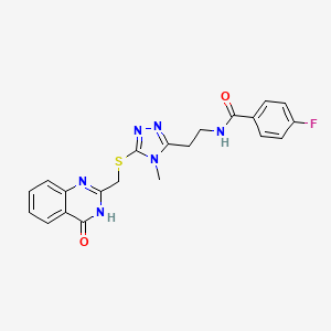 4-fluoro-N-[2-(4-methyl-5-{[(4-oxo-3,4-dihydro-2-quinazolinyl)methyl]thio}-4H-1,2,4-triazol-3-yl)ethyl]benzamide