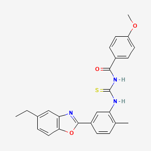 N-{[5-(5-ethyl-1,3-benzoxazol-2-yl)-2-methylphenyl]carbamothioyl}-4-methoxybenzamide