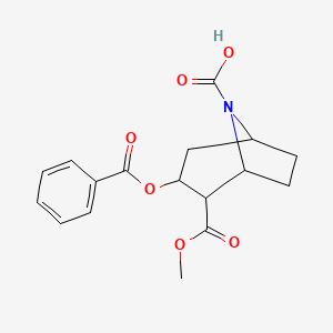 molecular formula C17H19NO6 B598850 3-(苯甲酰氧基)-2-(甲氧羰基)-8-氮杂双环[3.2.1]辛烷-8-羧酸 CAS No. 107783-45-9