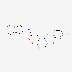 2-[1-(2-chloro-4-fluorobenzyl)-3-oxo-2-piperazinyl]-N-(2,3-dihydro-1H-inden-2-yl)acetamide