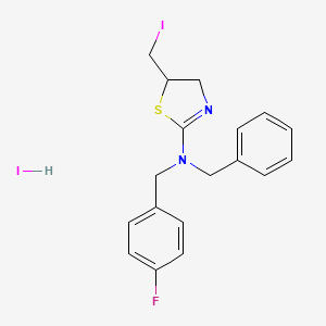 N-benzyl-N-[(4-fluorophenyl)methyl]-5-(iodomethyl)-4,5-dihydro-1,3-thiazol-2-amine;hydroiodide