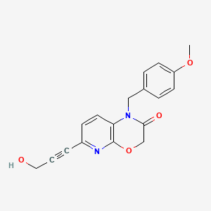 molecular formula C18H16N2O4 B598854 6-(3-羟基丙-1-炔基)-1-(4-甲氧基苄基)-1H-吡啶并[2,3-b][1,4]恶嗪-2(3H)-酮 CAS No. 1198425-67-0