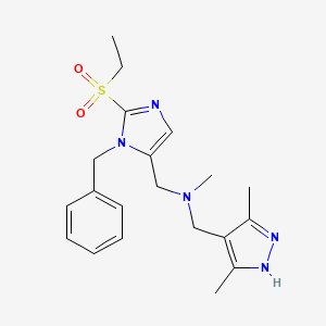 molecular formula C20H27N5O2S B5988540 1-[1-benzyl-2-(ethylsulfonyl)-1H-imidazol-5-yl]-N-[(3,5-dimethyl-1H-pyrazol-4-yl)methyl]-N-methylmethanamine 