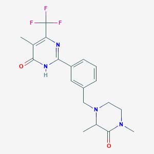 2-[3-[(2,4-dimethyl-3-oxopiperazin-1-yl)methyl]phenyl]-5-methyl-4-(trifluoromethyl)-1H-pyrimidin-6-one