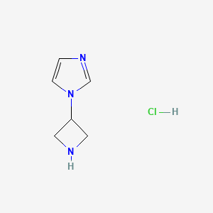 molecular formula C6H10ClN3 B598860 1-(氮杂环丁-3-基)-1H-咪唑盐酸盐 CAS No. 153836-44-3