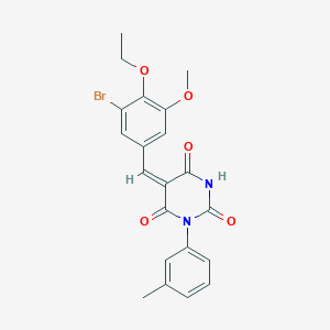 molecular formula C21H19BrN2O5 B5988669 (5E)-5-(3-bromo-4-ethoxy-5-methoxybenzylidene)-1-(3-methylphenyl)pyrimidine-2,4,6(1H,3H,5H)-trione 