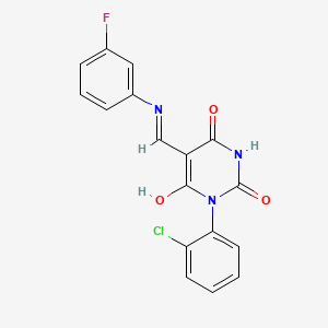 molecular formula C17H11ClFN3O3 B5988676 1-(2-Chlorophenyl)-5-[(3-fluorophenyl)iminomethyl]-6-hydroxypyrimidine-2,4-dione 