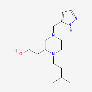 molecular formula C15H28N4O B5988708 2-[1-(3-methylbutyl)-4-(1H-pyrazol-3-ylmethyl)-2-piperazinyl]ethanol 