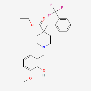 molecular formula C24H28F3NO4 B5988748 ethyl 1-(2-hydroxy-3-methoxybenzyl)-4-[2-(trifluoromethyl)benzyl]-4-piperidinecarboxylate 