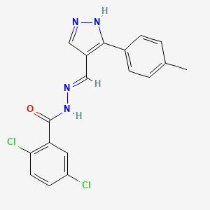 molecular formula C18H14Cl2N4O B5988766 2,5-dichloro-N'-{(E)-[3-(4-methylphenyl)-1H-pyrazol-4-yl]methylidene}benzohydrazide 