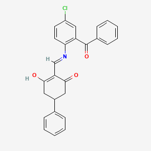 molecular formula C26H20ClNO3 B5988830 2-{[(2-Benzoyl-4-chlorophenyl)amino]methylidene}-5-phenylcyclohexane-1,3-dione 