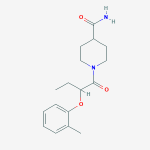 molecular formula C17H24N2O3 B5988866 1-[2-(2-methylphenoxy)butanoyl]-4-piperidinecarboxamide 