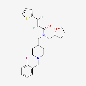 molecular formula C25H31FN2O2S B5988894 (2E)-N-{[1-(2-fluorobenzyl)-4-piperidinyl]methyl}-N-(tetrahydro-2-furanylmethyl)-3-(2-thienyl)acrylamide 