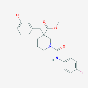 molecular formula C23H27FN2O4 B5988910 ethyl 1-{[(4-fluorophenyl)amino]carbonyl}-3-(3-methoxybenzyl)-3-piperidinecarboxylate 