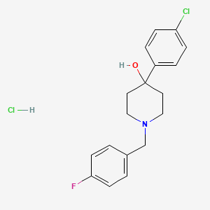 molecular formula C18H20Cl2FNO B5988916 4-(4-Chlorophenyl)-1-[(4-fluorophenyl)methyl]piperidin-4-ol;hydrochloride 