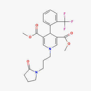 molecular formula C23H25F3N2O5 B5988973 3,5-DIMETHYL 1-[3-(2-OXOPYRROLIDIN-1-YL)PROPYL]-4-[2-(TRIFLUOROMETHYL)PHENYL]-1,4-DIHYDROPYRIDINE-3,5-DICARBOXYLATE 