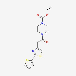 molecular formula C16H19N3O3S2 B5988986 Ethyl 4-{[2-(thiophen-2-yl)-1,3-thiazol-4-yl]acetyl}piperazine-1-carboxylate 