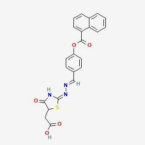 molecular formula C23H17N3O5S B5989006 (2-{[4-(1-naphthoyloxy)benzylidene]hydrazono}-4-oxo-1,3-thiazolidin-5-yl)acetic acid 