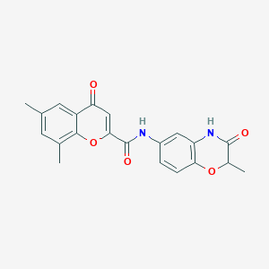 molecular formula C21H18N2O5 B5989022 6,8-dimethyl-N-(2-methyl-3-oxo-3,4-dihydro-2H-1,4-benzoxazin-6-yl)-4-oxo-4H-chromene-2-carboxamide 