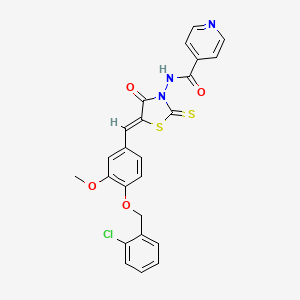 molecular formula C24H18ClN3O4S2 B5989066 (Z)-N-(5-(4-((2-chlorobenzyl)oxy)-3-methoxybenzylidene)-4-oxo-2-thioxothiazolidin-3-yl)isonicotinamide 