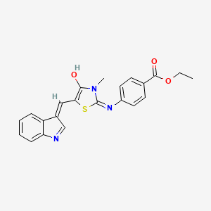 ethyl 4-{[(2Z,5E)-5-(1H-indol-3-ylmethylidene)-3-methyl-4-oxo-1,3-thiazolidin-2-ylidene]amino}benzoate