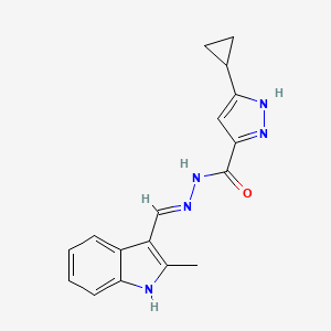 3-cyclopropyl-N'-[(E)-(2-methyl-1H-indol-3-yl)methylidene]-1H-pyrazole-5-carbohydrazide