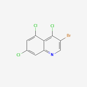 molecular formula C9H3BrCl3N B598924 3-溴-4,5,7-三氯喹啉 CAS No. 1204811-37-9