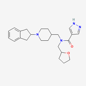 N-[[1-(2,3-dihydro-1H-inden-2-yl)piperidin-4-yl]methyl]-N-(oxolan-2-ylmethyl)-1H-pyrazole-4-carboxamide