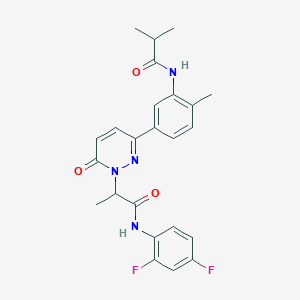 molecular formula C24H24F2N4O3 B5989294 N-[5-(1-{1-[(2,4-difluorophenyl)amino]-1-oxopropan-2-yl}-6-oxo-1,6-dihydropyridazin-3-yl)-2-methylphenyl]-2-methylpropanamide 