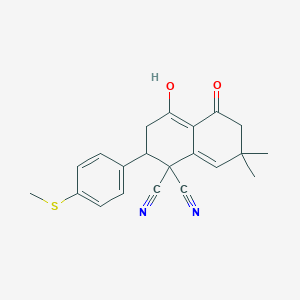 molecular formula C21H20N2O2S B5989308 4-hydroxy-7,7-dimethyl-2-(4-methylsulfanylphenyl)-5-oxo-3,6-dihydro-2H-naphthalene-1,1-dicarbonitrile 