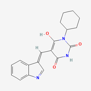 molecular formula C19H19N3O3 B5989361 1-cyclohexyl-5-(1H-indol-3-ylmethylene)-2,4,6(1H,3H,5H)-pyrimidinetrione 